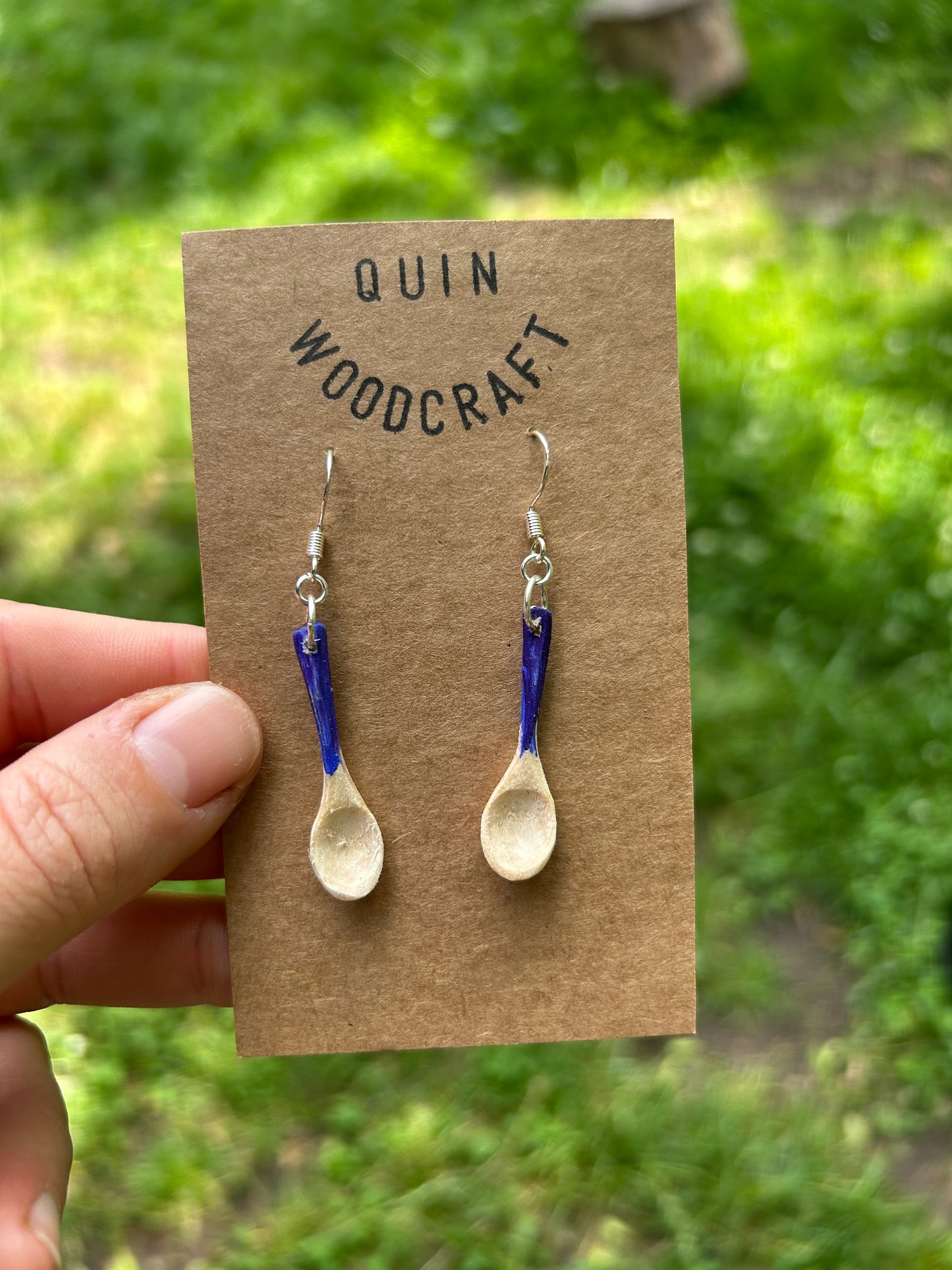 Tiny Spoon Earrings ~ Indigo Willow