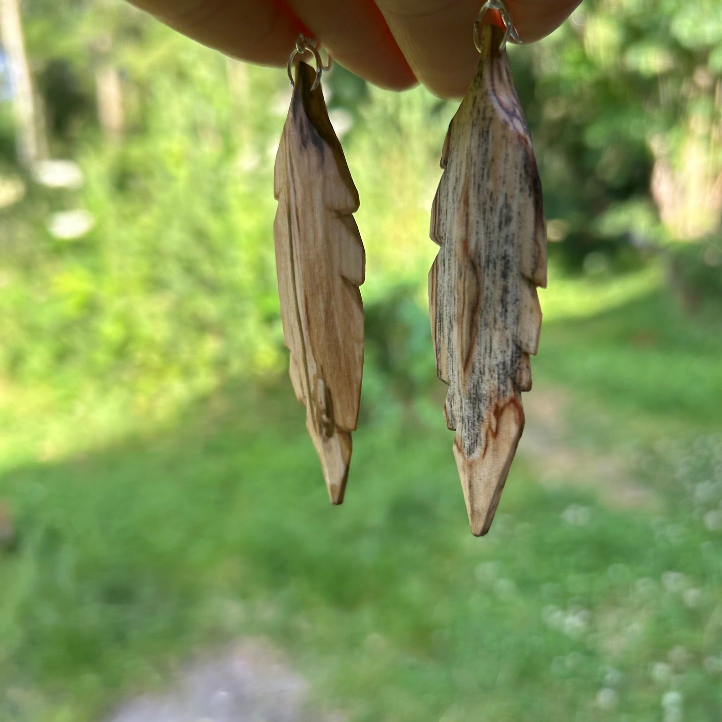 Feather Earrings ~ Spalted Beech (large)