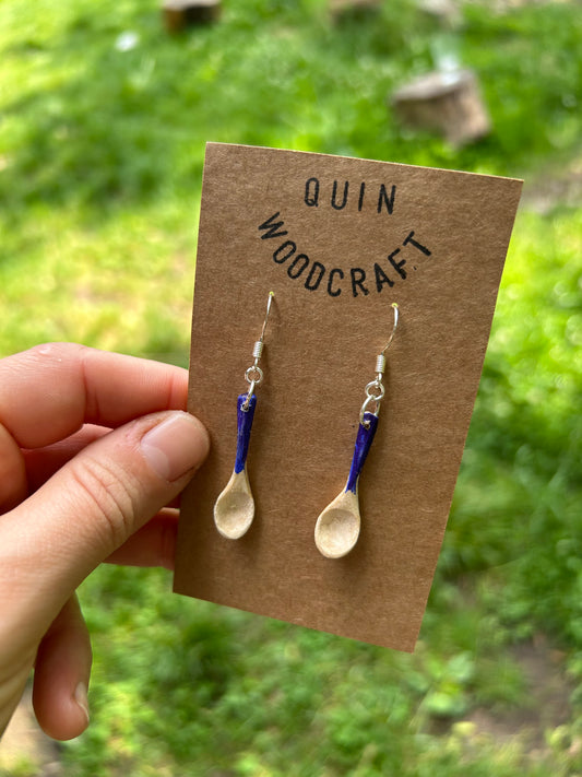 Tiny Spoon Earrings ~ Indigo Willow