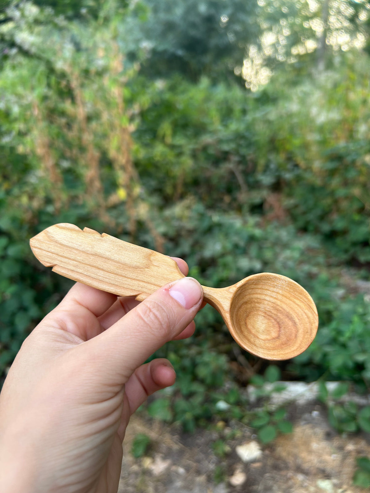 Flight ~ Feather Coffee Scoop ~ Cherry Wood