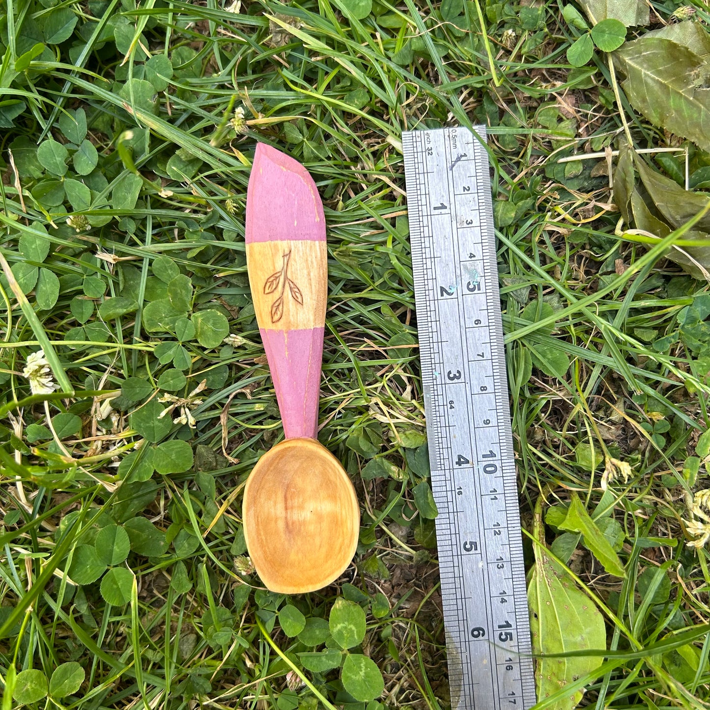 Pink Leaf Coffee Scoop ~ Silver Birch