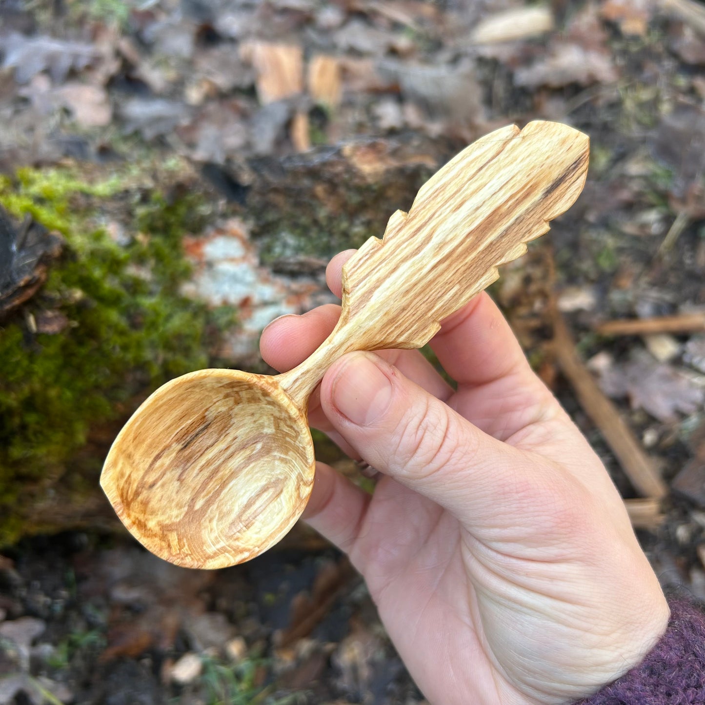 A-symmetrical Feather Scoop ~ Spalted Beech
