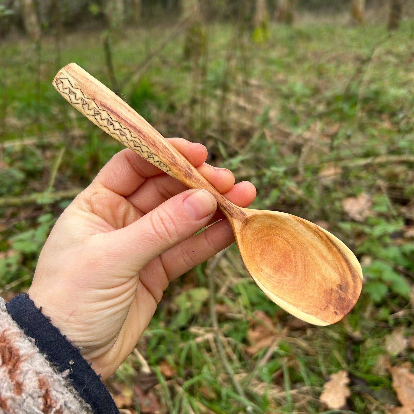 Tribal Zig-Zag Eating Spoon - Cherry