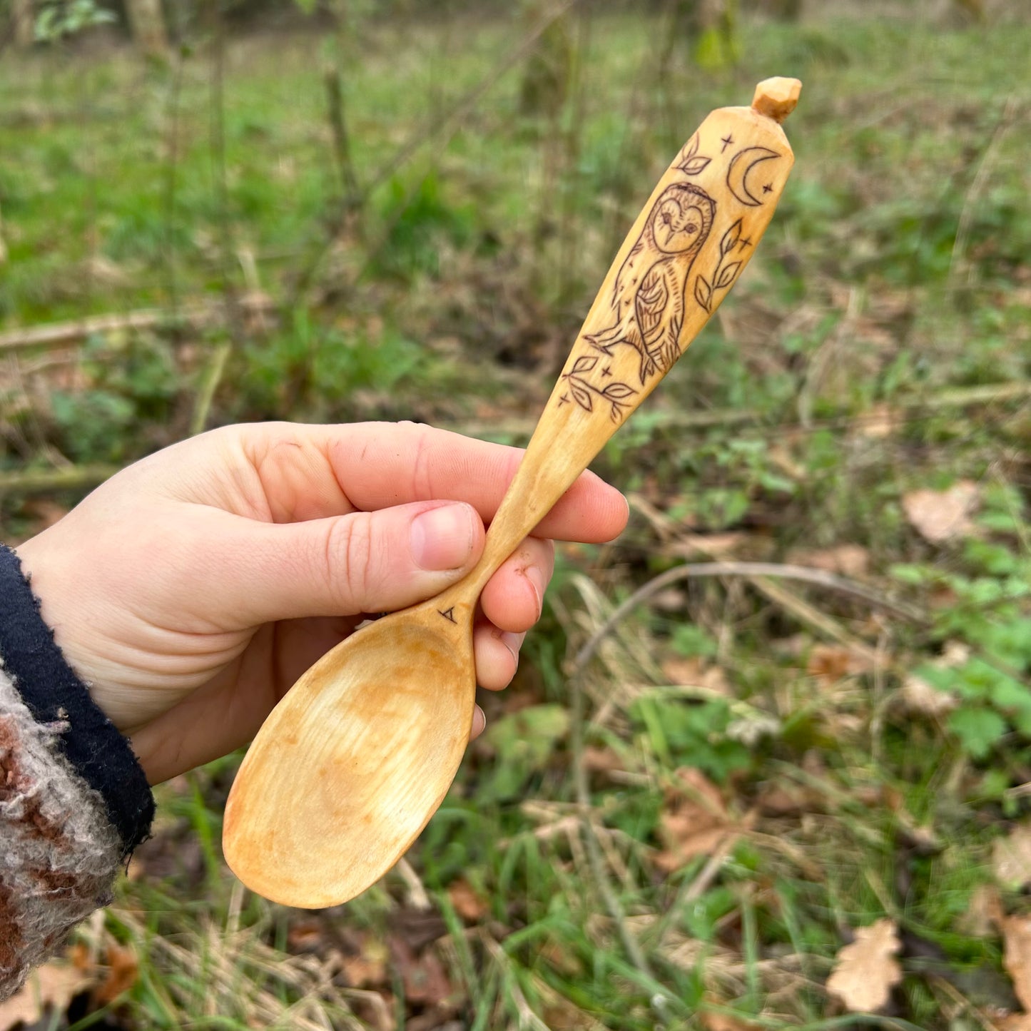 Barn Owl under the Moon - Eating Spoon - Cherry