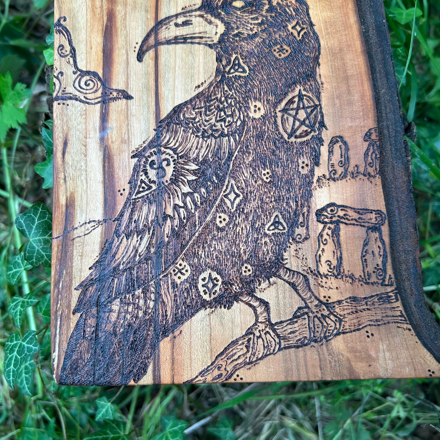 The Raven of Stonehenge ~ Pyrography Wall Art