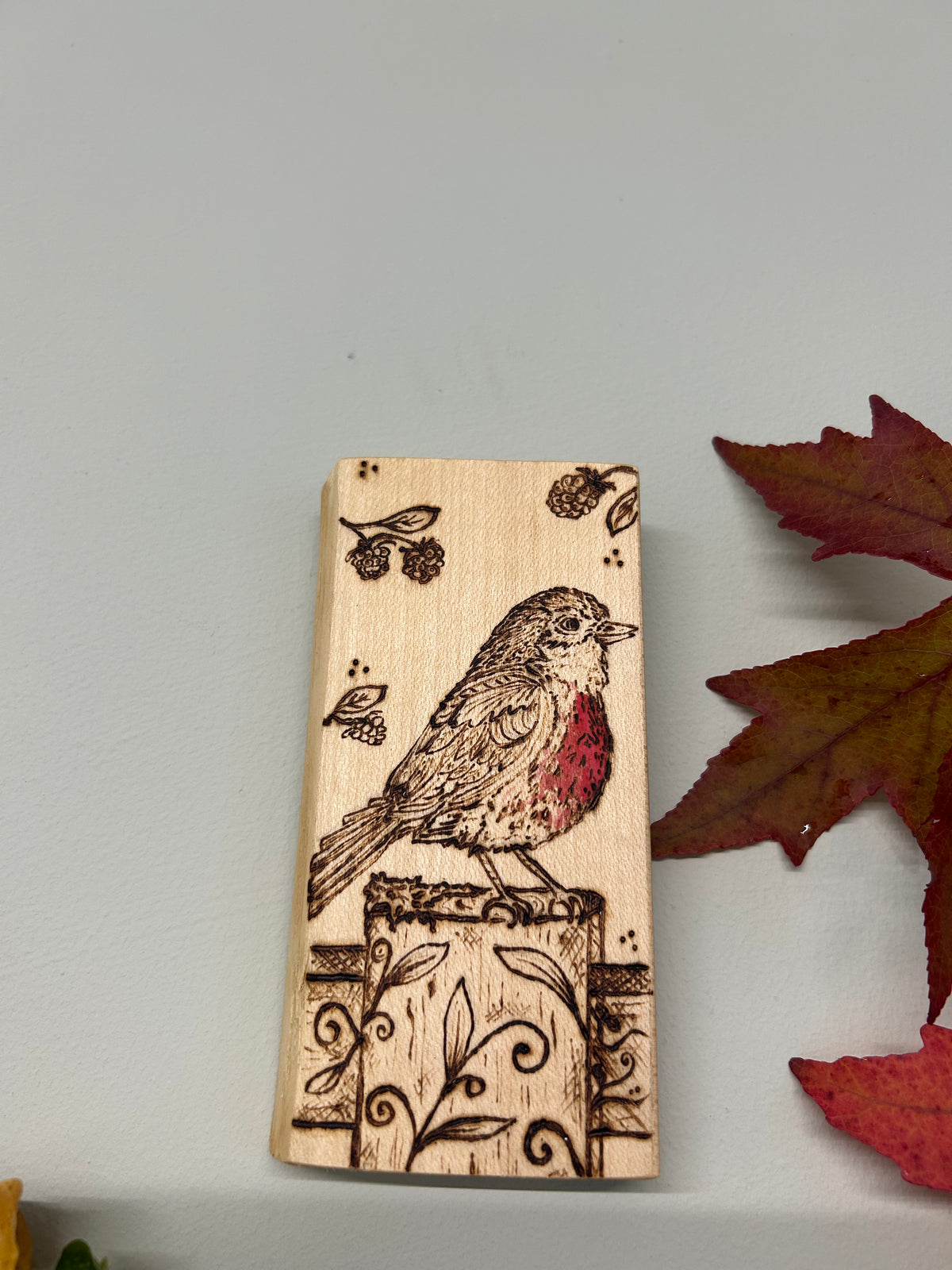 Robin Redbreast ~ Mini Pyrography Artwork
