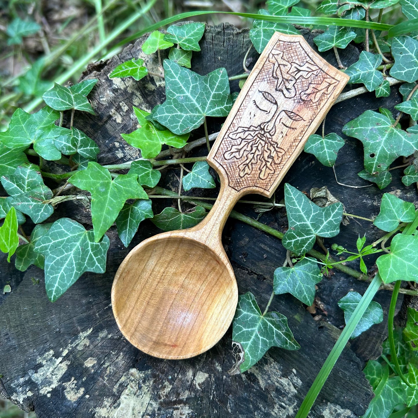The Green Man ~ Coffee Scoop ~ Cherry Wood