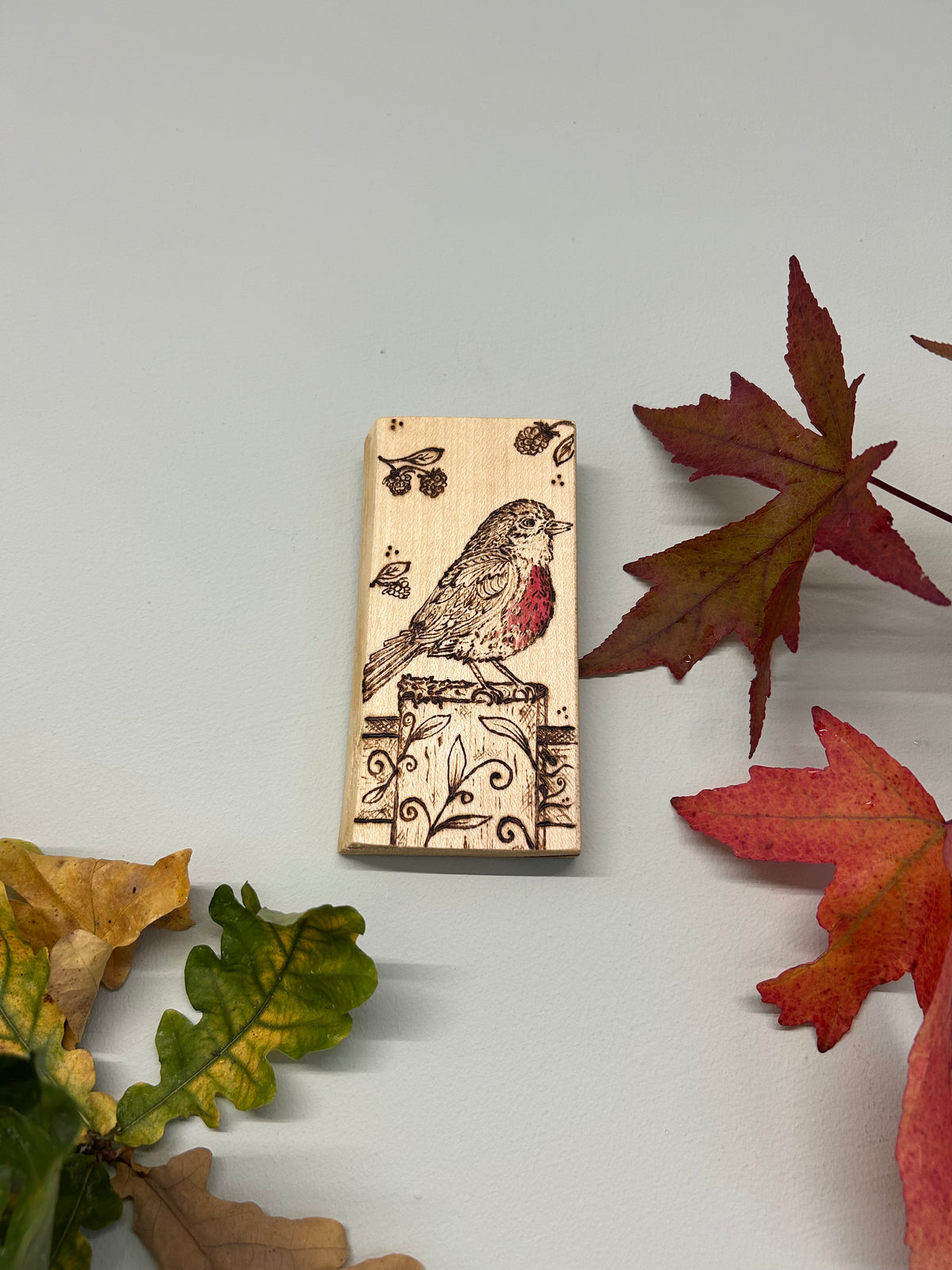 Robin Redbreast ~ Mini Pyrography Artwork