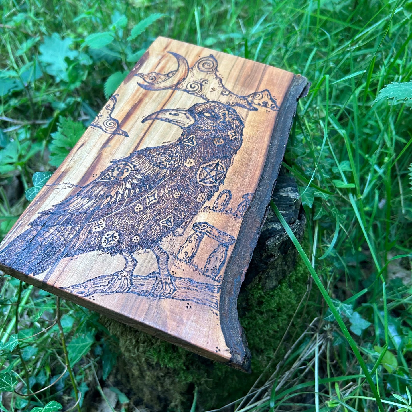 The Raven of Stonehenge ~ Pyrography Wall Art
