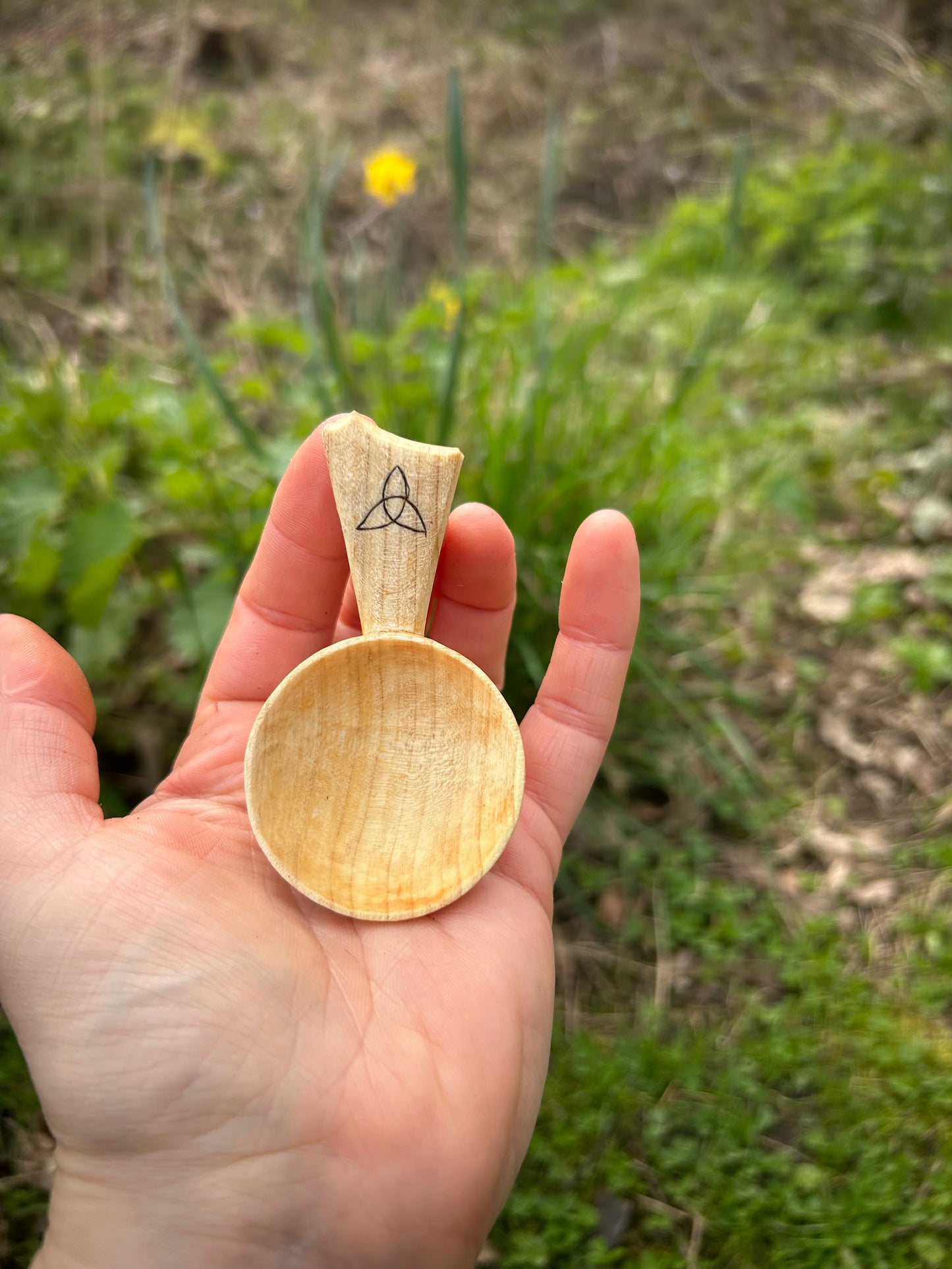 Celtic Caddy Spoon ~ Triquertra ~ Cherry Wood