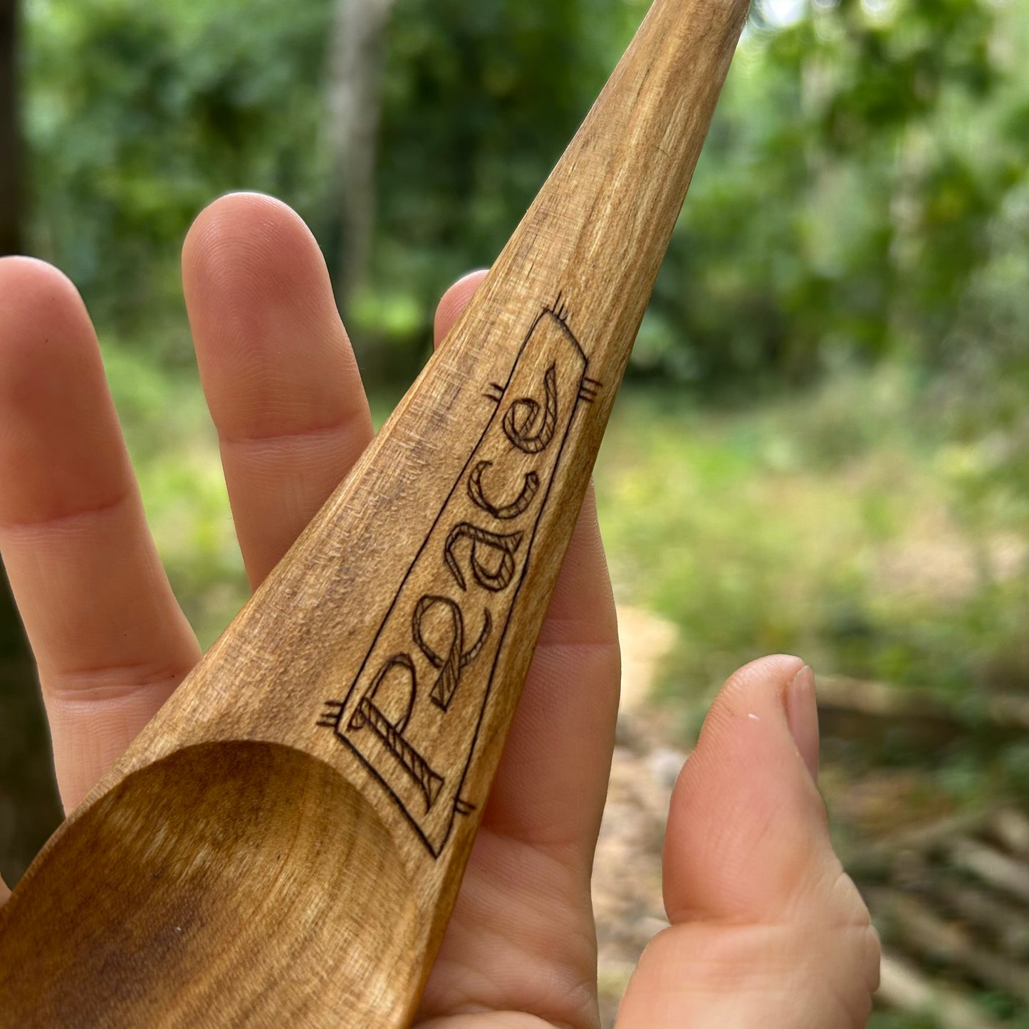 ~ Peace ~ Kayak Eating Spoon - Cherry Wood