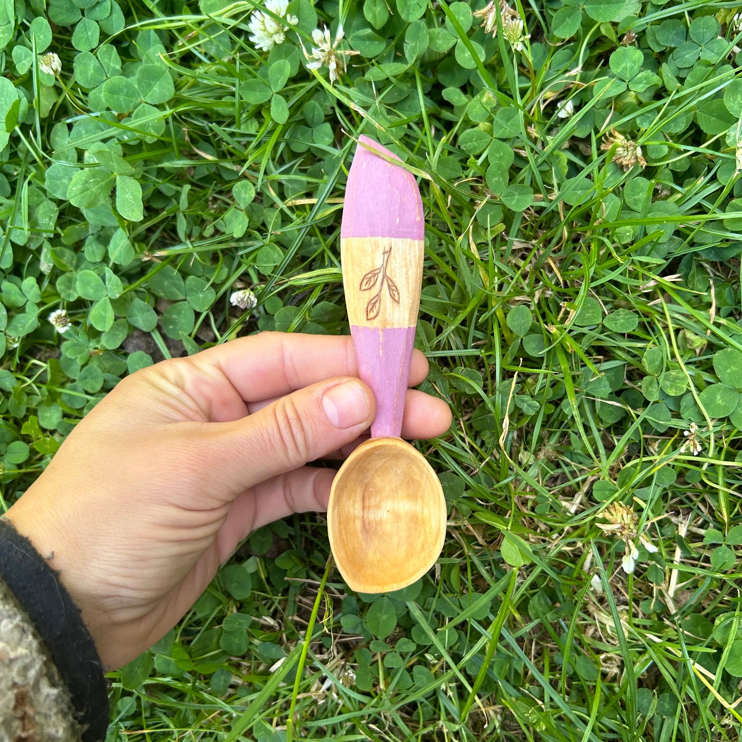 Pink Leaf Coffee Scoop ~ Silver Birch