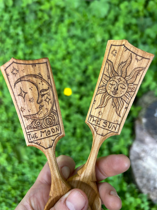 The Sun and The Moon ~ Set of Two ~ Cherry Wood