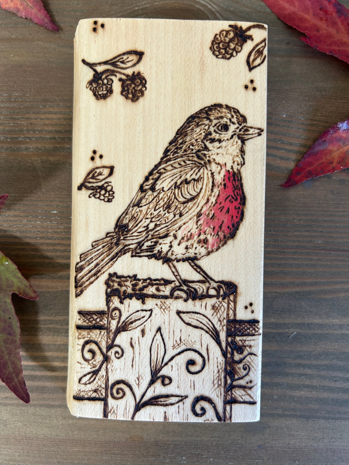 Robin Redbreast ~ Mini Pyrography Artwork