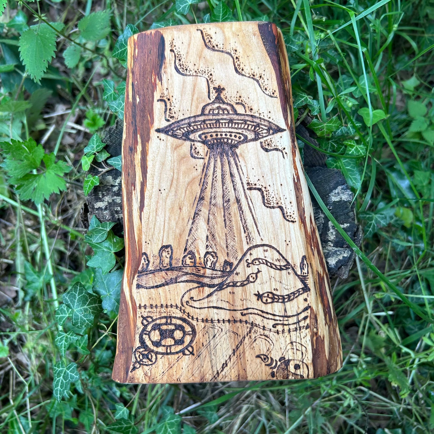 Strange Things at Silbury Hill ~ Pyrography Wall Art