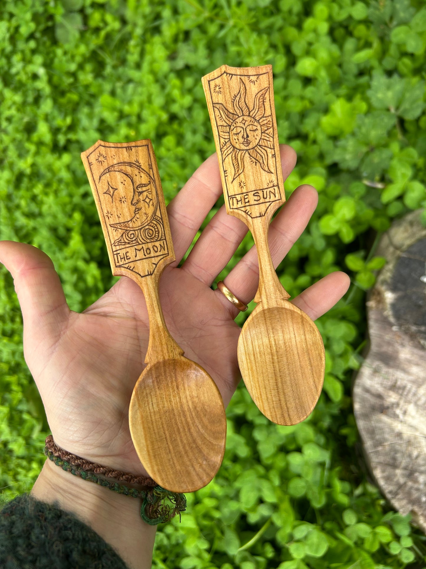 The Sun and The Moon ~ Set of Two ~ Cherry Wood