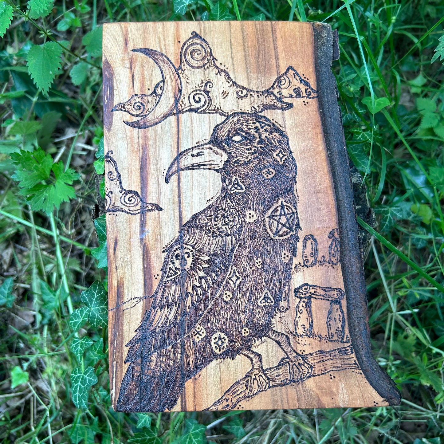 The Raven of Stonehenge ~ Pyrography Wall Art