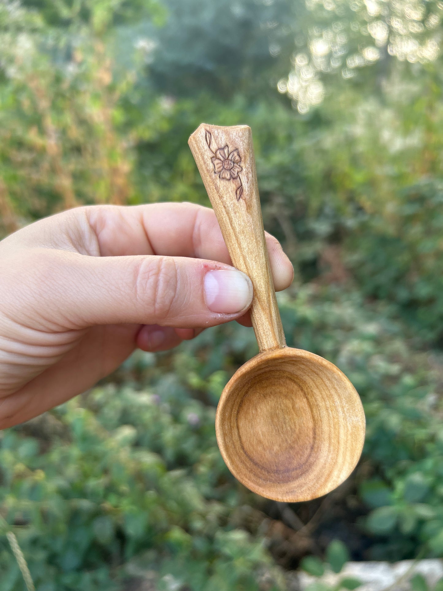 Gypsy Flower ~ Coffee Scoop ~ Cherry Wood