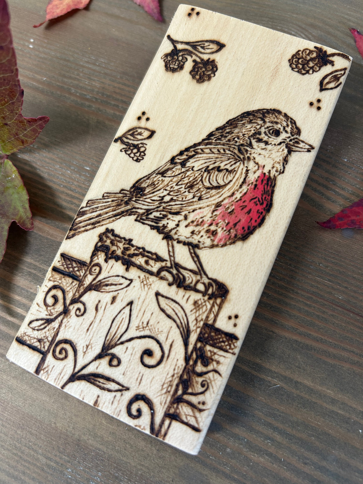 Robin Redbreast ~ Mini Pyrography Artwork