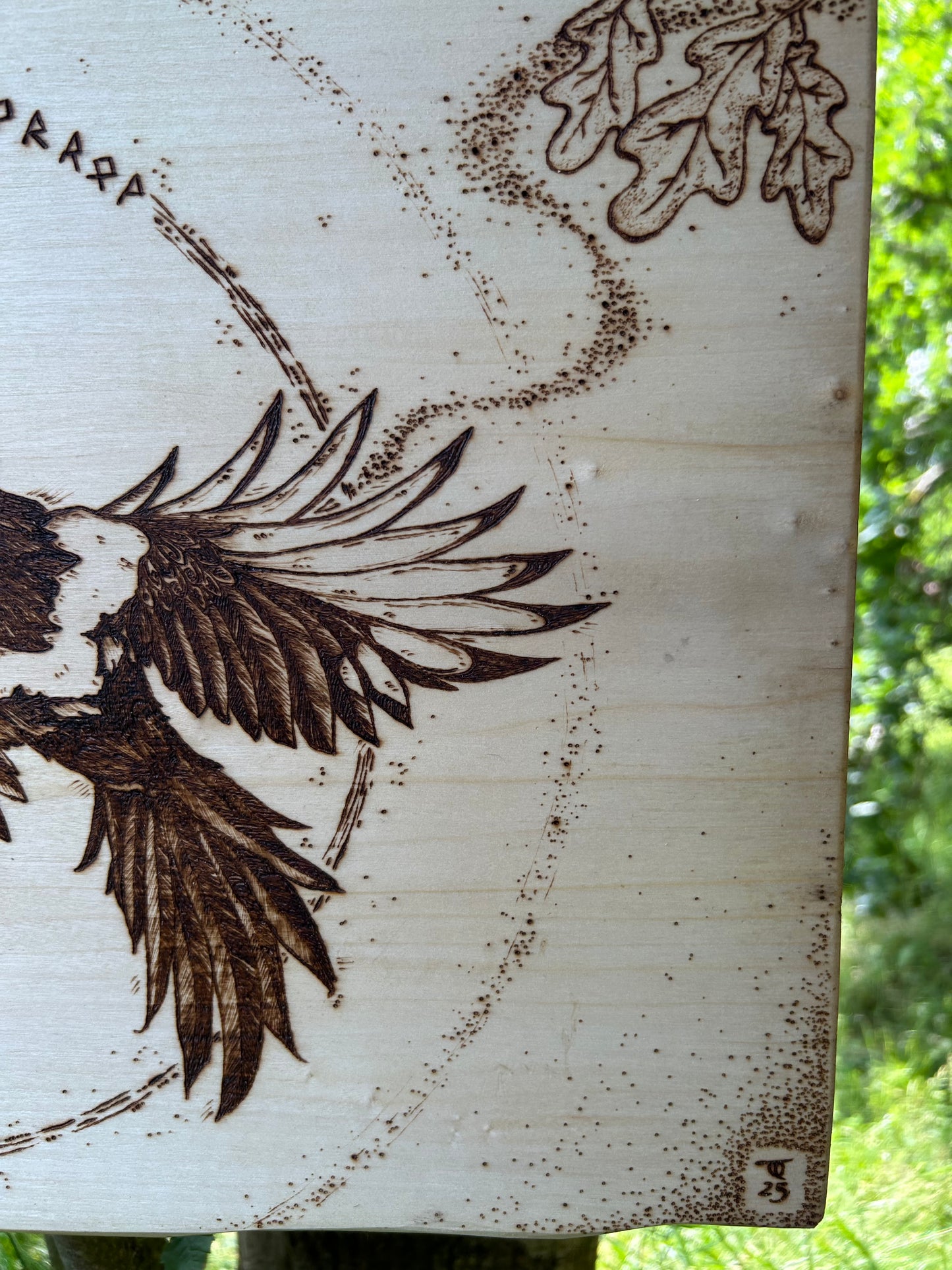 Two For Joy ~ Magpie Pyrography Wall Hanging