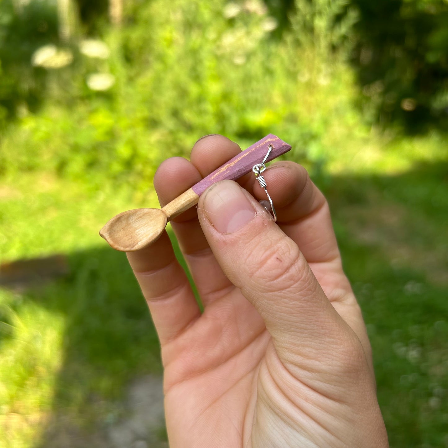 Tiny Spoon Earrings ~ Silver Birch (Pink)