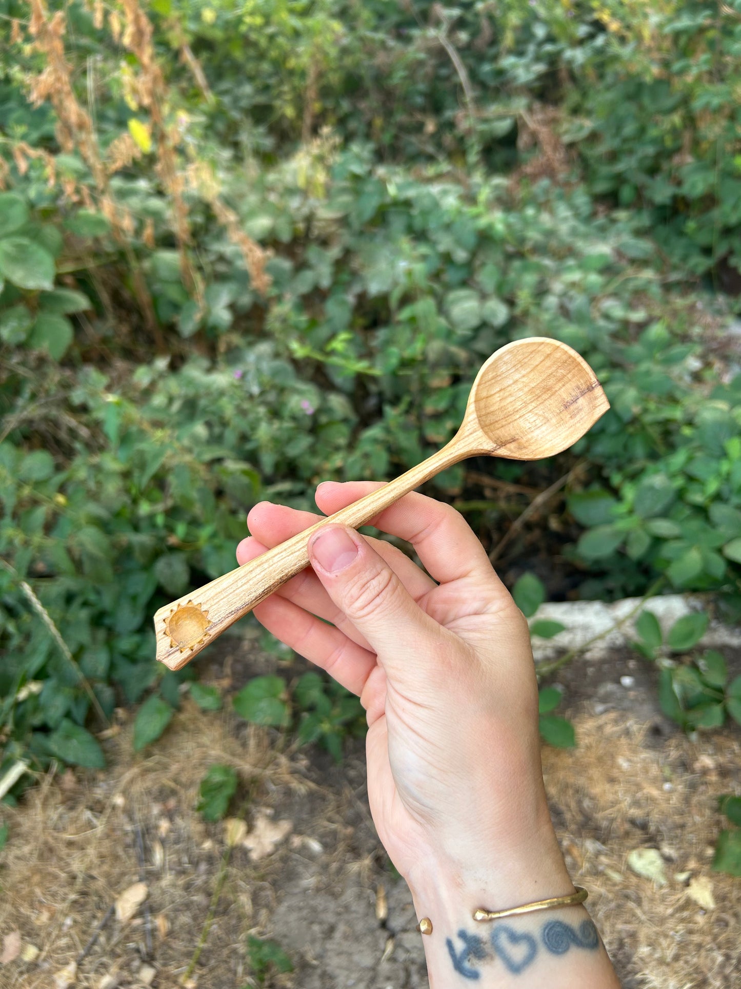 Sol ~ Long Handled Teaspoon ~ Cherry Wood