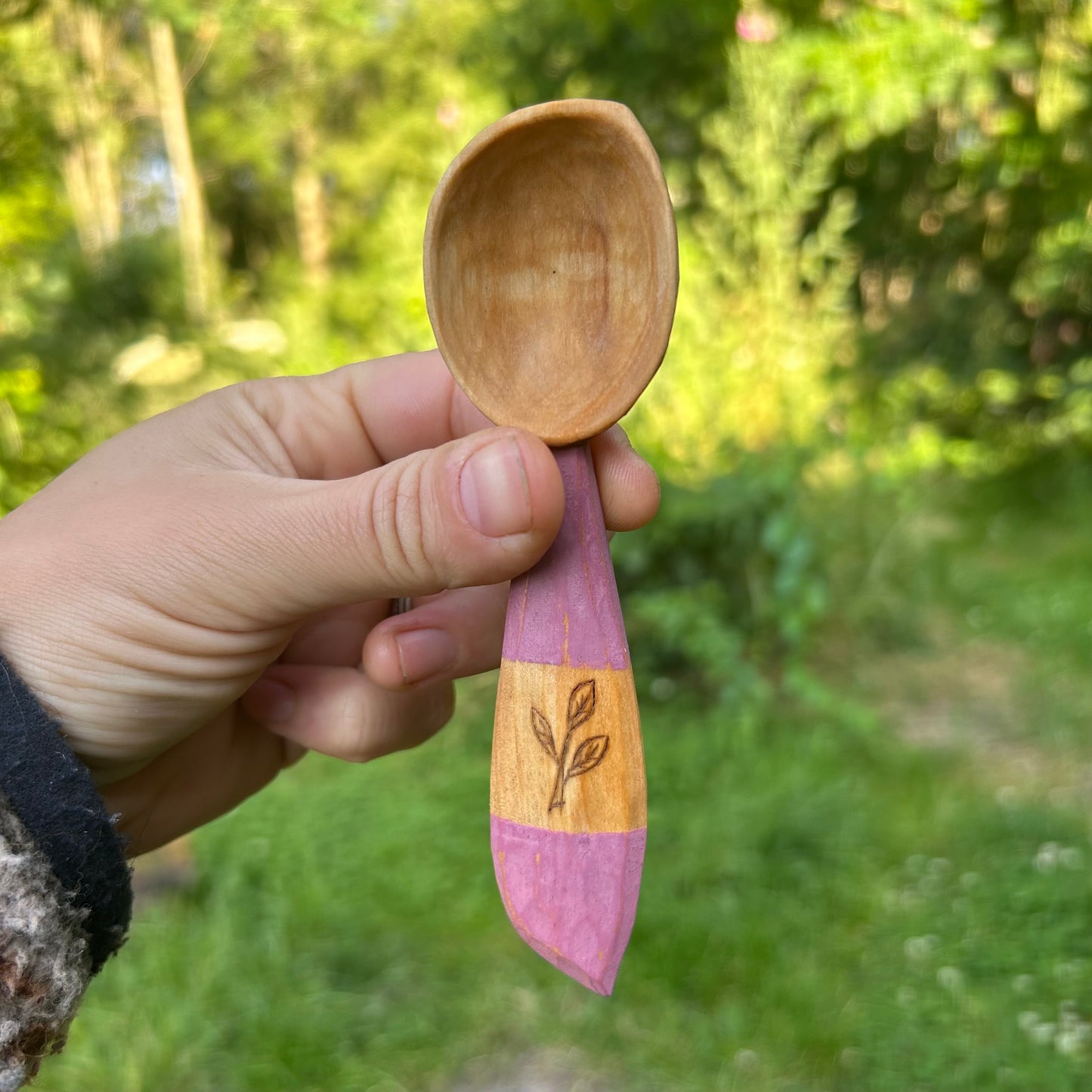 Pink Leaf Coffee Scoop ~ Silver Birch