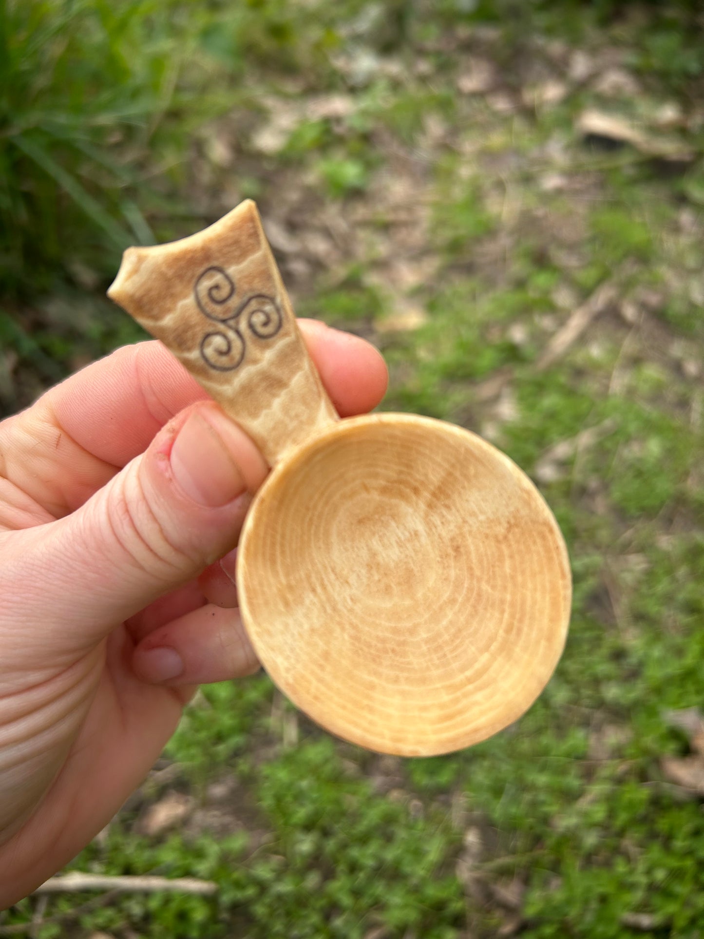 Celtic Caddy Spoon ~ Triskelion ~ Beech Wood