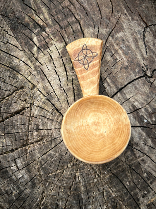 Celtic Caddy Spoon ~ Hexefus ~ Beech Wood
