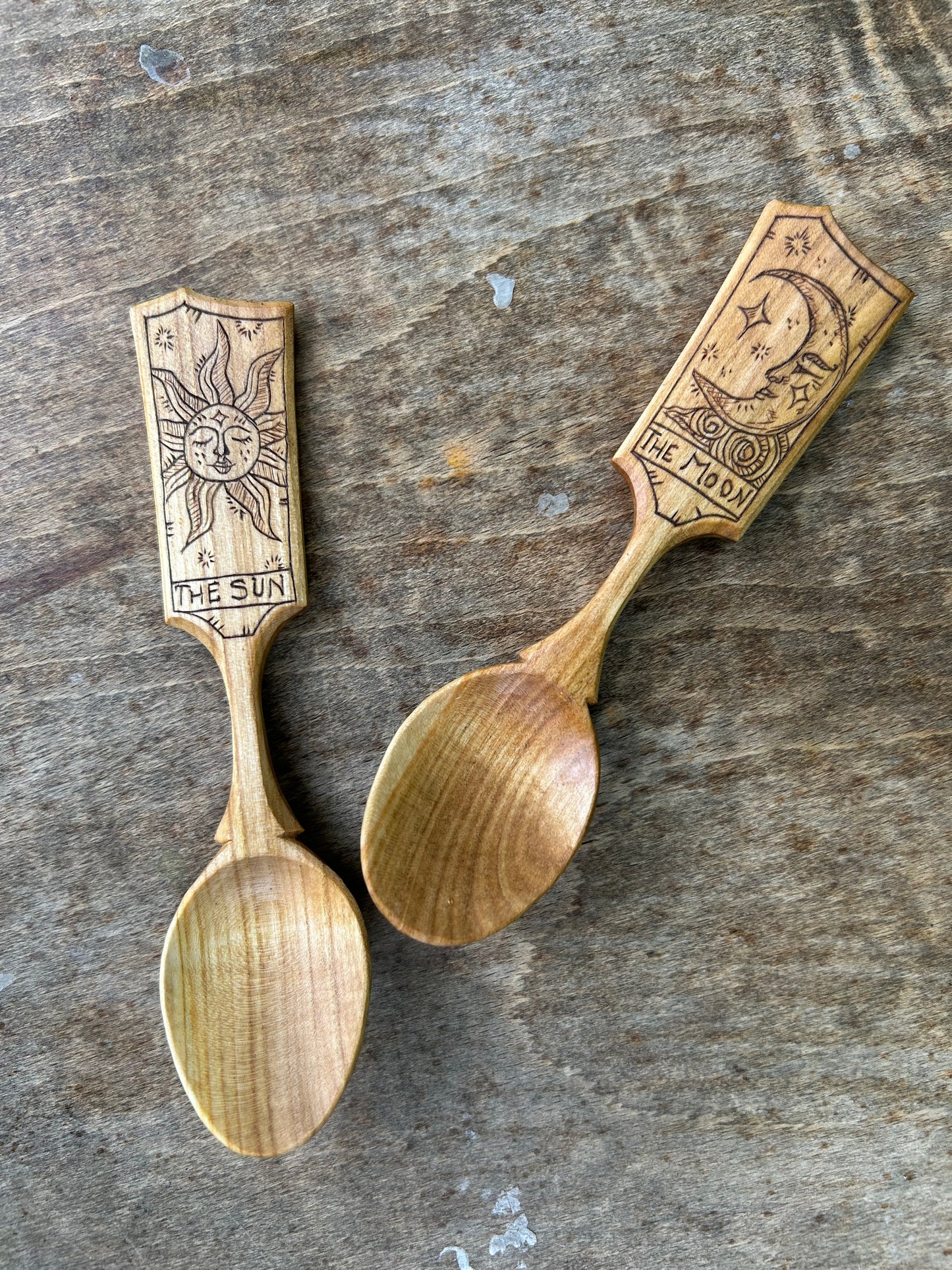 The Sun and The Moon ~ Set of Two ~ Cherry Wood