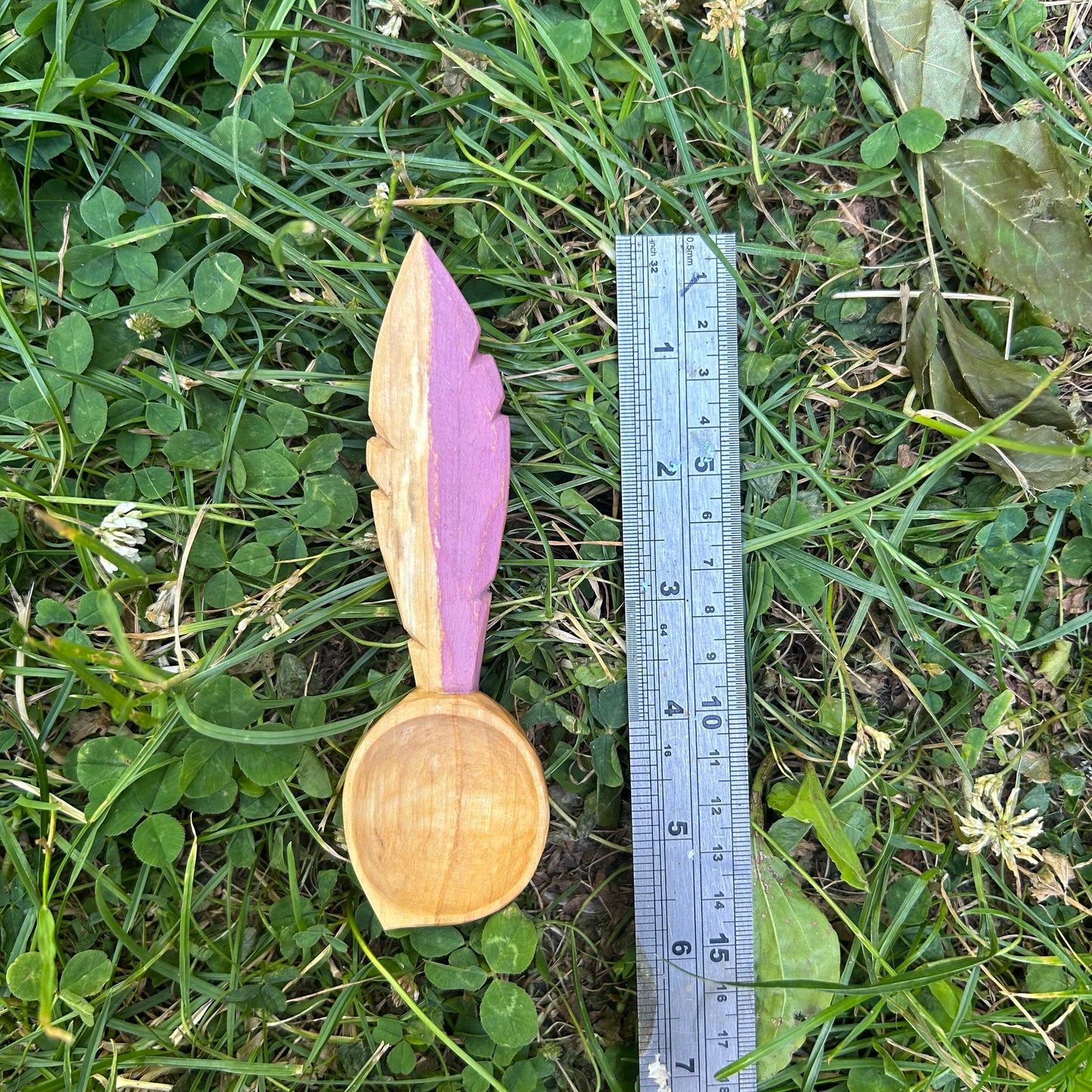 Pink Feather Coffee Scoop ~ Silver Birch