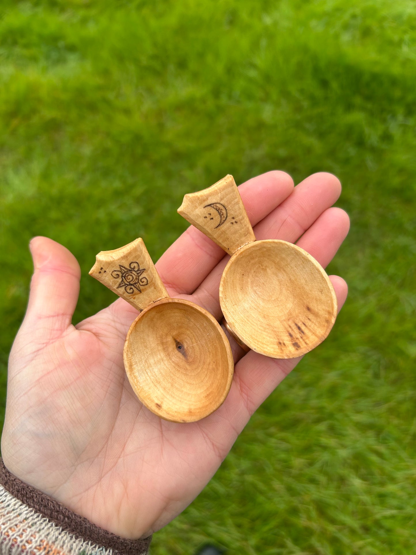 Moon and Sun ~ Set of Two Caddy Spoons