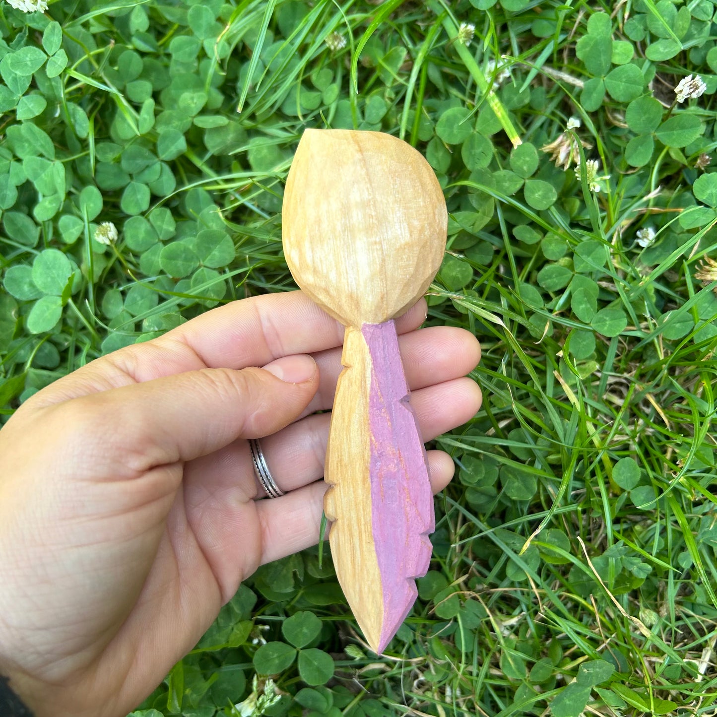 Pink Feather Coffee Scoop ~ Silver Birch