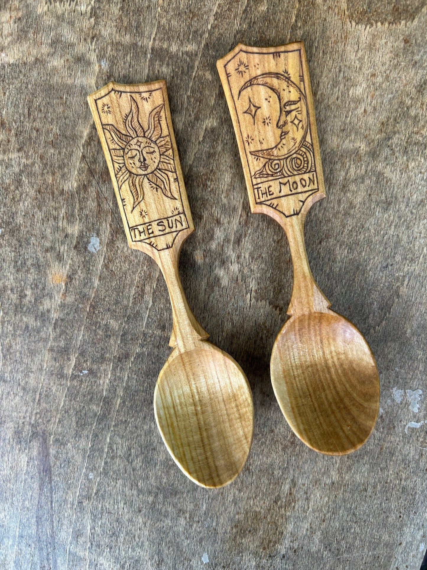 The Sun and The Moon ~ Set of Two ~ Cherry Wood
