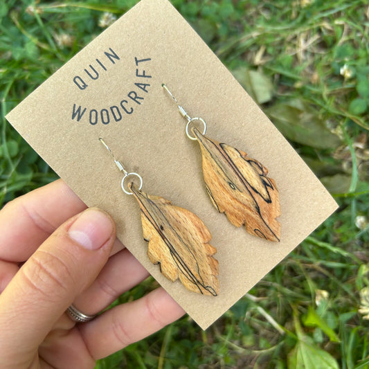 Feather Earrings ~ Spalted Beech (small)