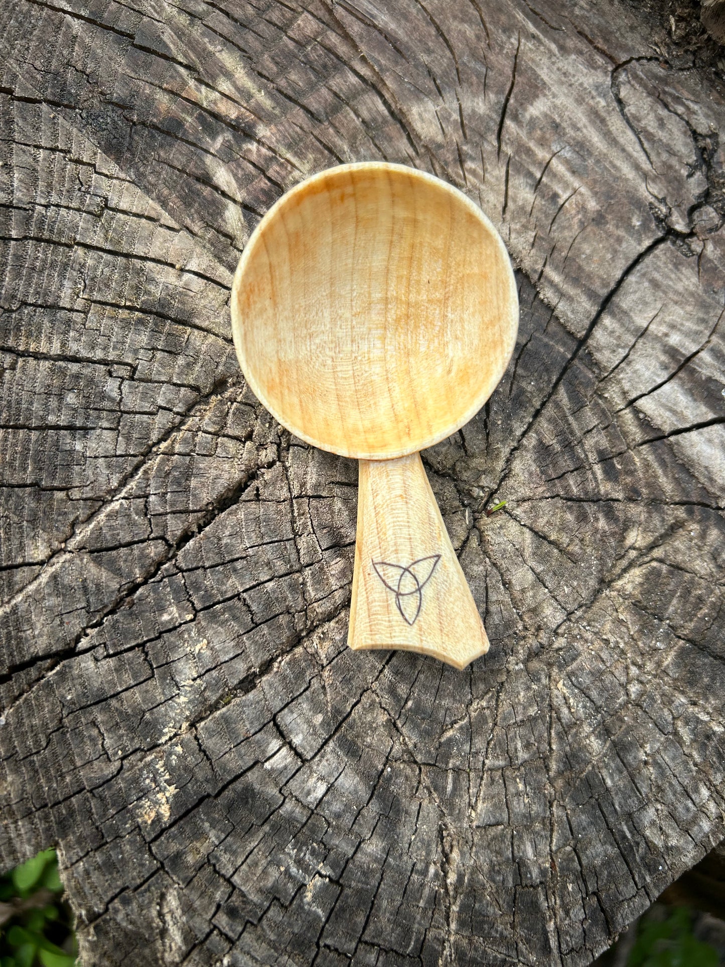 Celtic Caddy Spoon ~ Triquertra ~ Cherry Wood