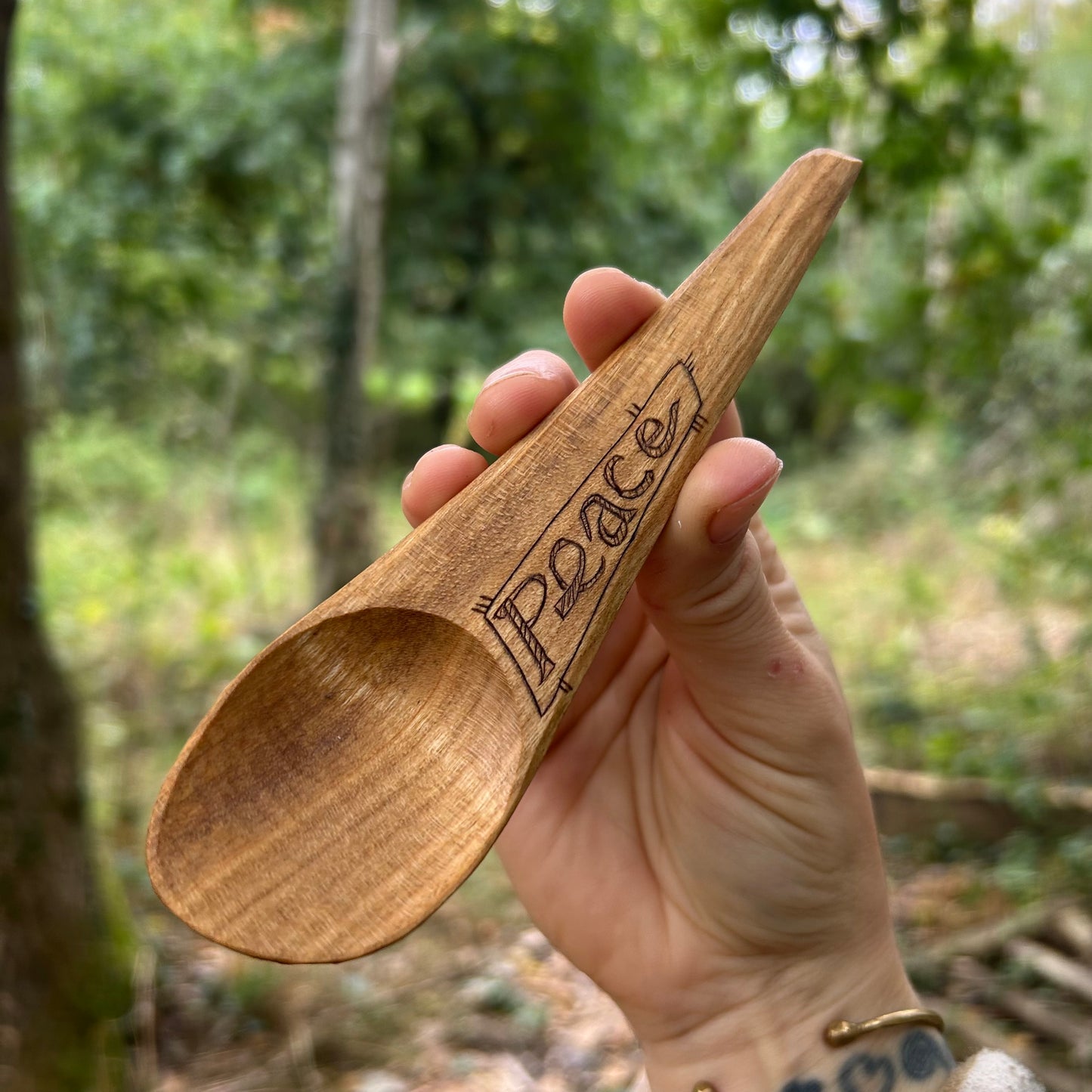 ~ Peace ~ Kayak Eating Spoon - Cherry Wood