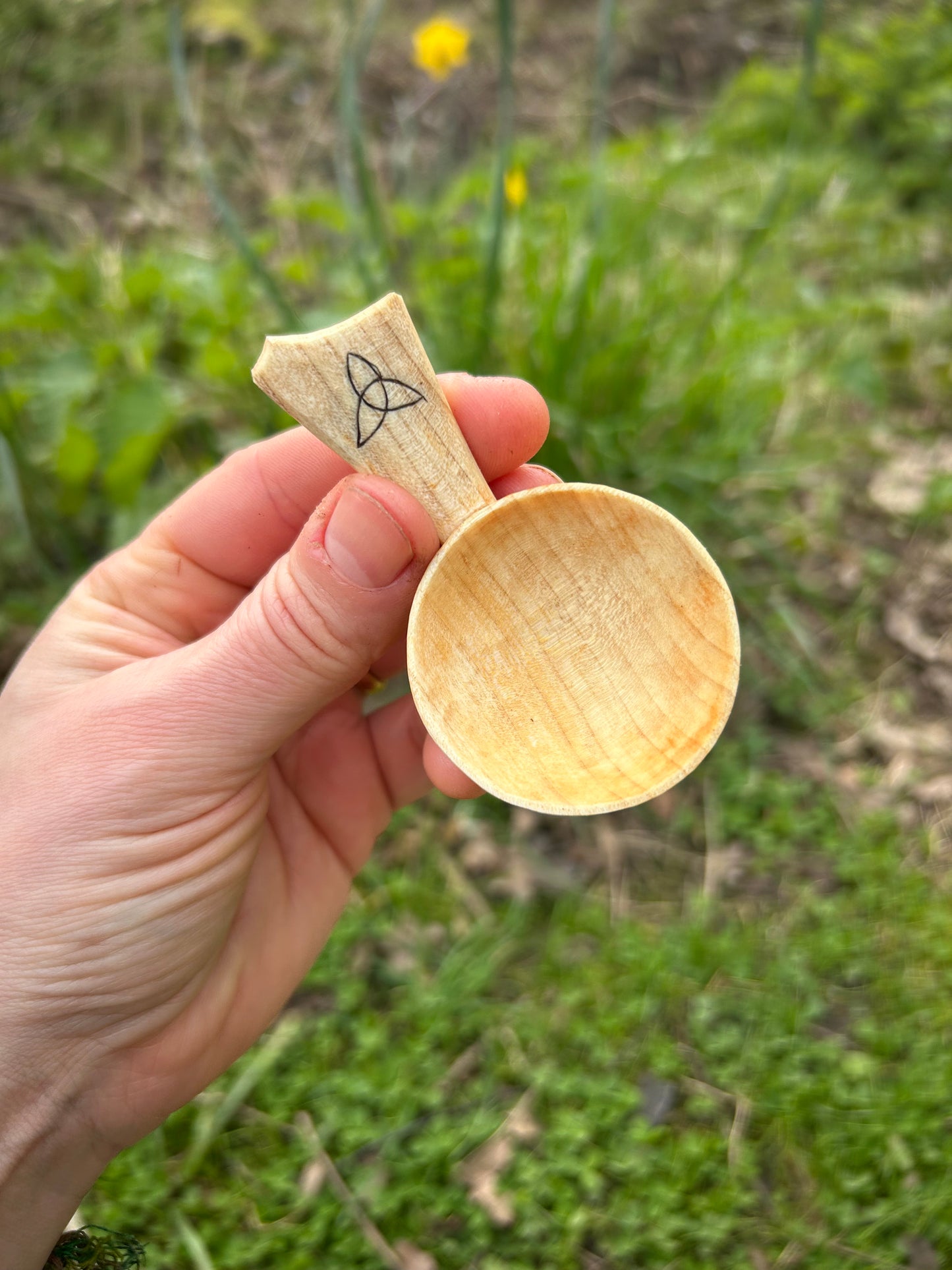 Celtic Caddy Spoon ~ Triquertra ~ Cherry Wood