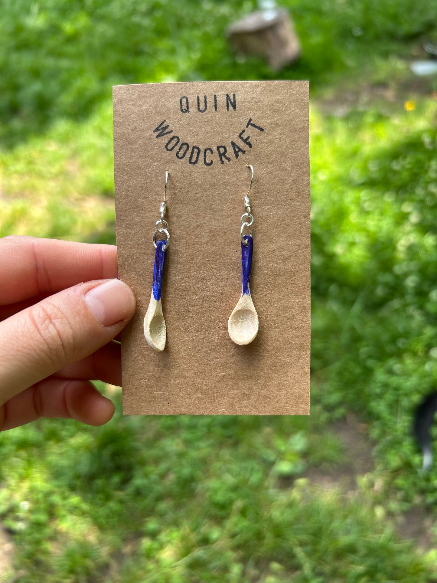 Tiny Spoon Earrings ~ Indigo Willow