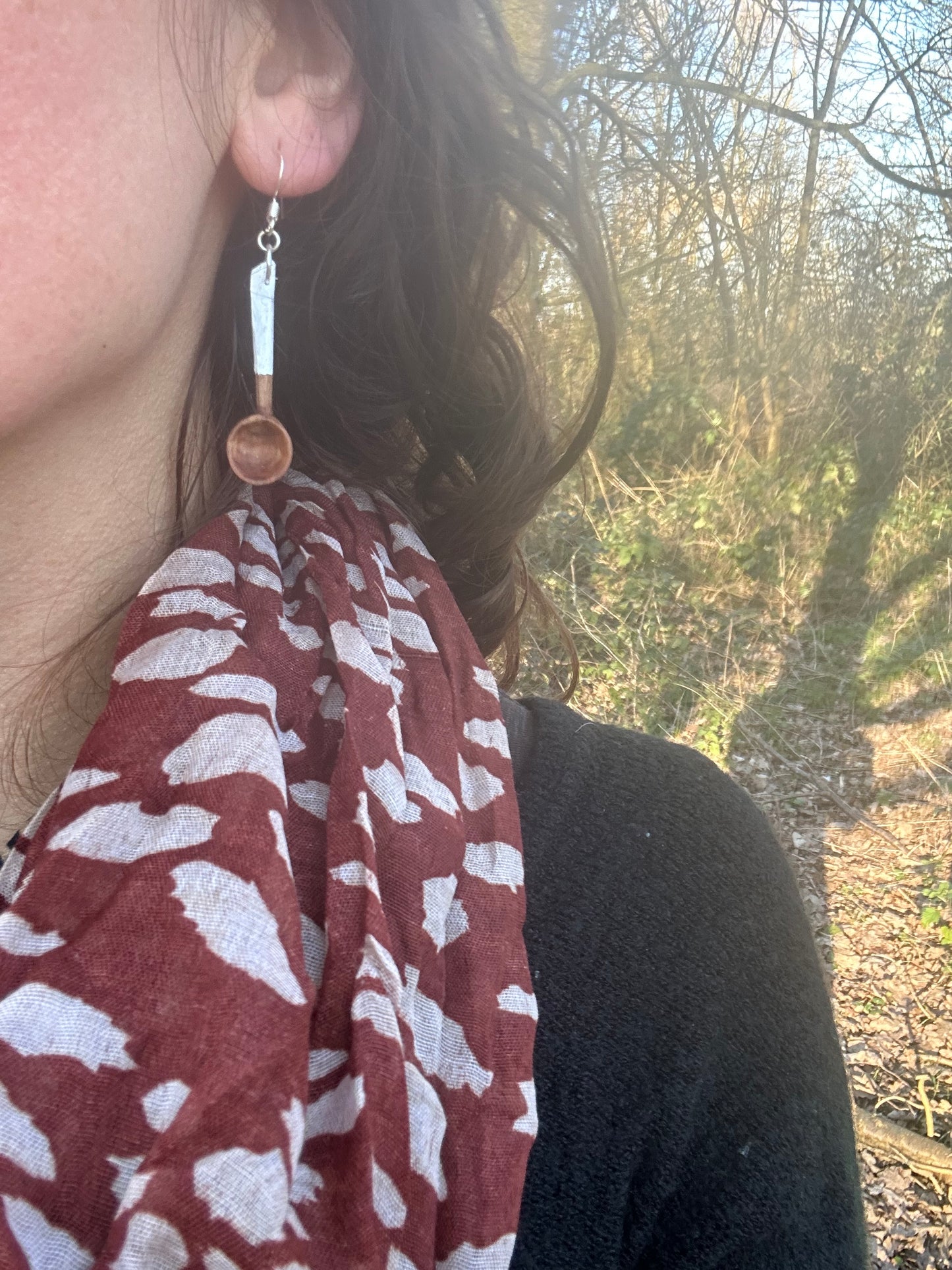 Tiny Spoon Earrings ~ White Cherry