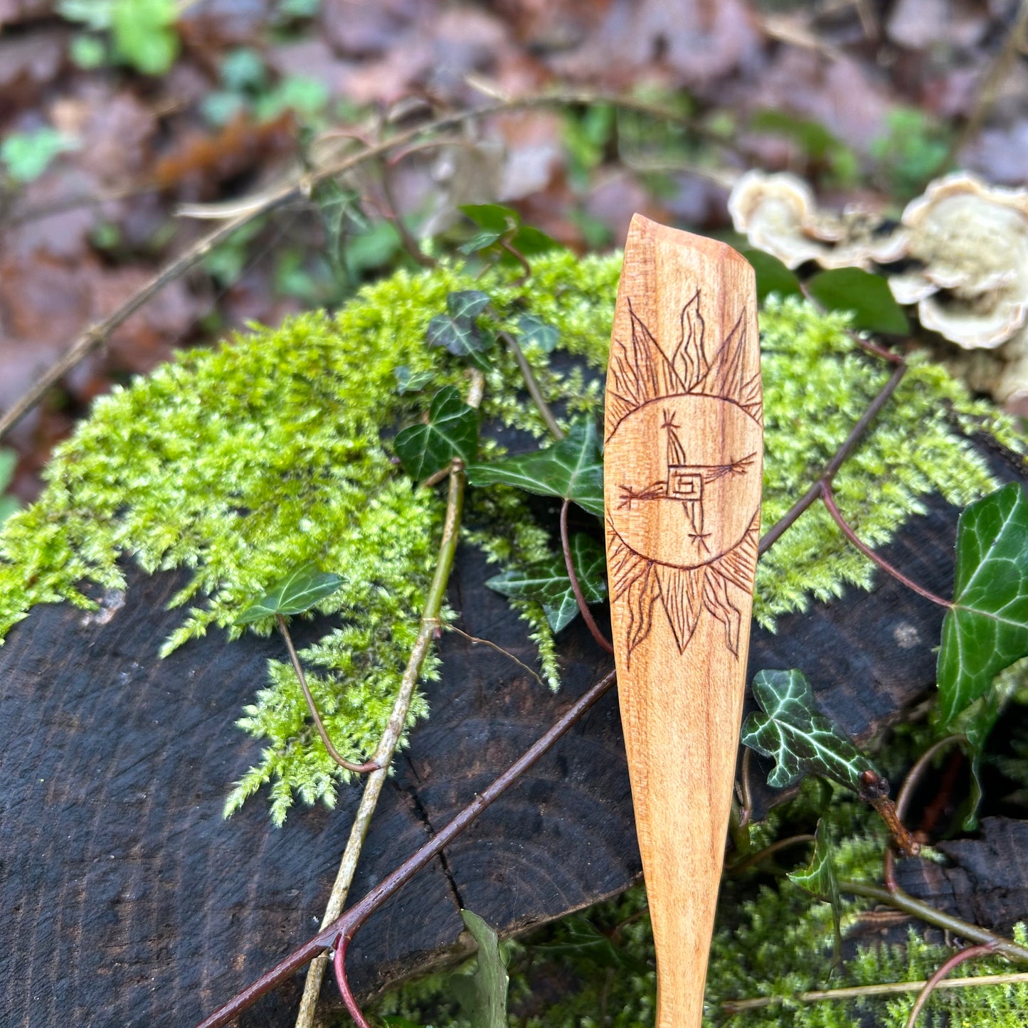 Imbolc Saint Brigid’s Cross Eating Spoon ~ Cherry Wood