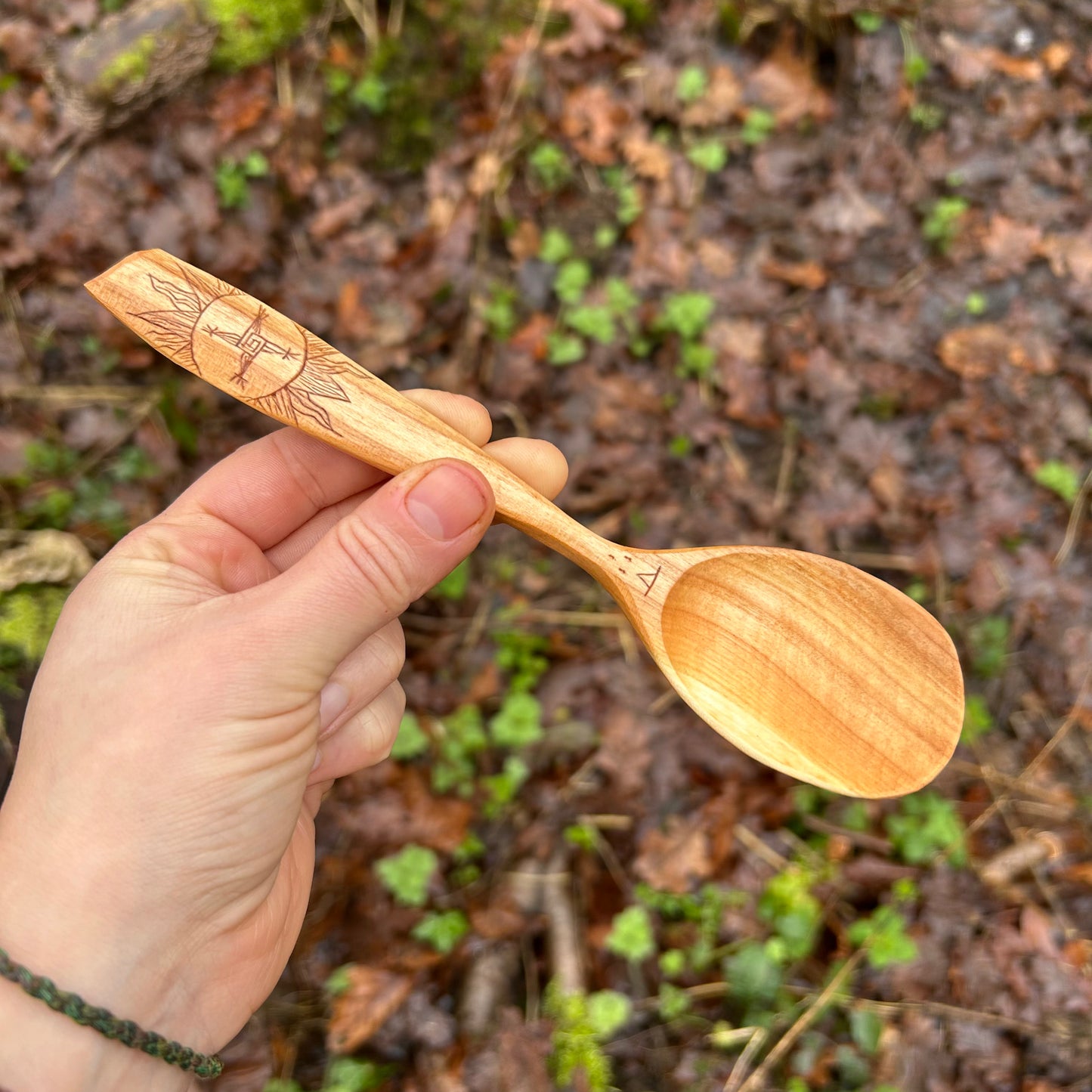 Imbolc Saint Brigid’s Cross Eating Spoon ~ Cherry Wood