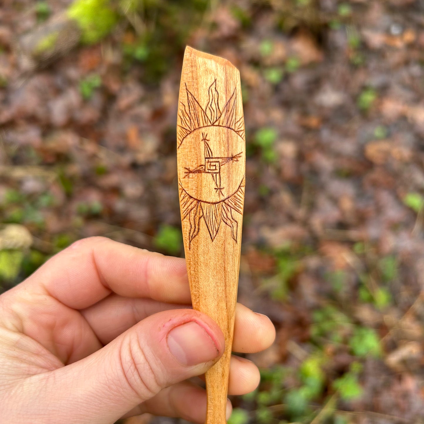 Imbolc Saint Brigid’s Cross Eating Spoon ~ Cherry Wood