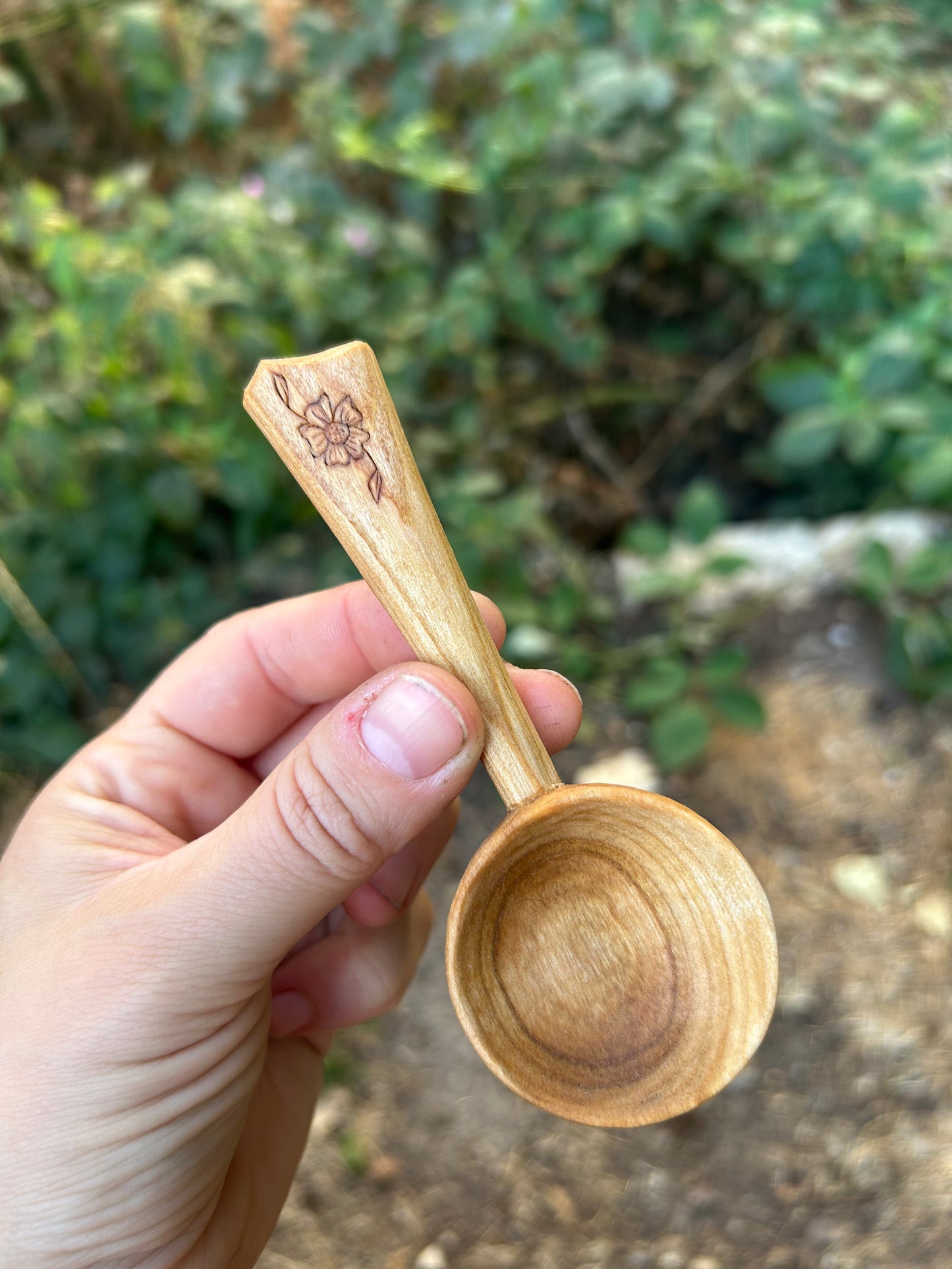 Gypsy Flower ~ Coffee Scoop ~ Cherry Wood