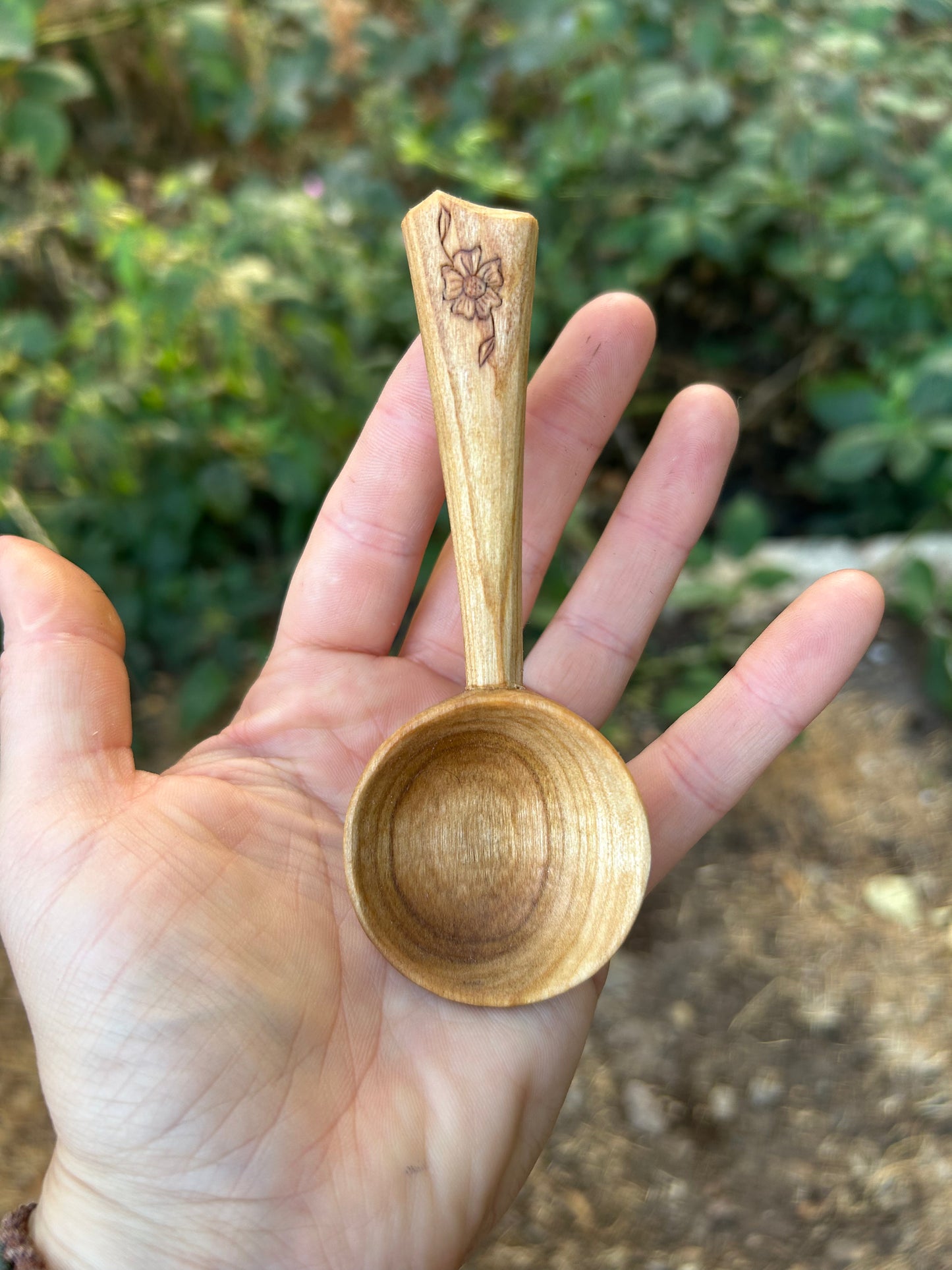 Gypsy Flower ~ Coffee Scoop ~ Cherry Wood