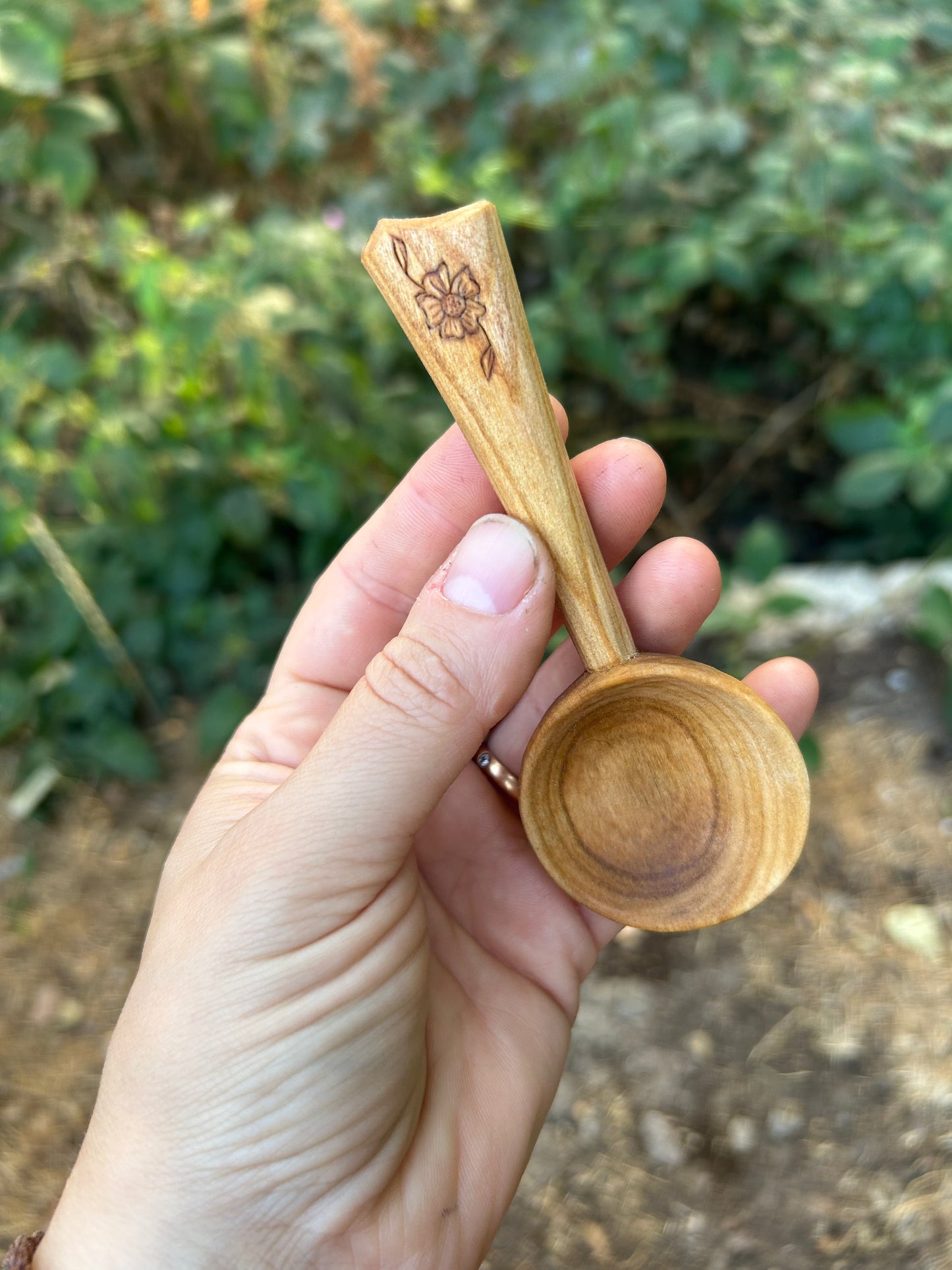 Gypsy Flower ~ Coffee Scoop ~ Cherry Wood