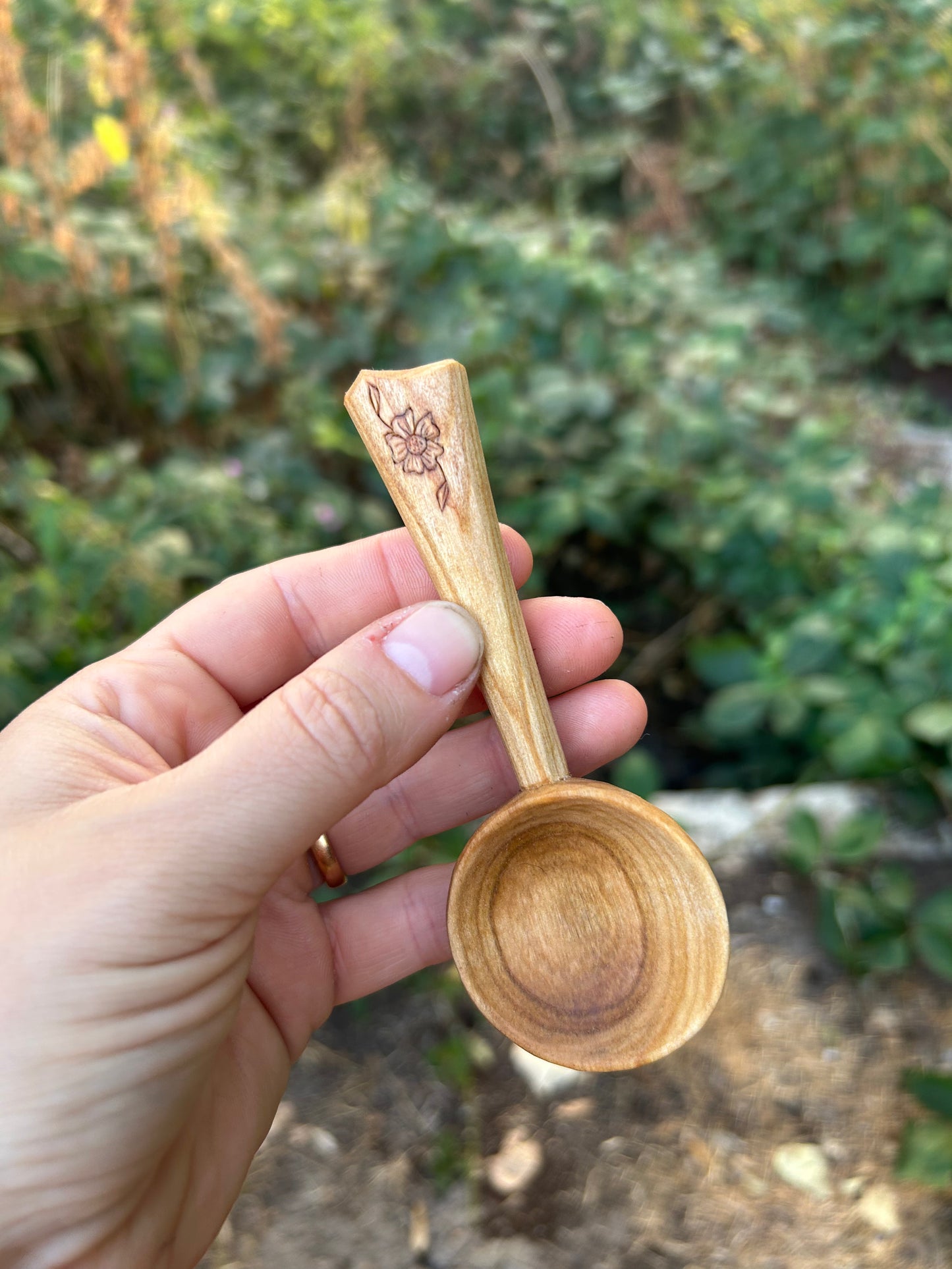Gypsy Flower ~ Coffee Scoop ~ Cherry Wood