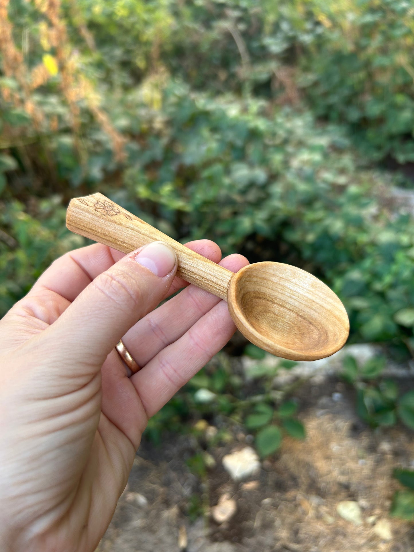 Gypsy Flower ~ Coffee Scoop ~ Cherry Wood