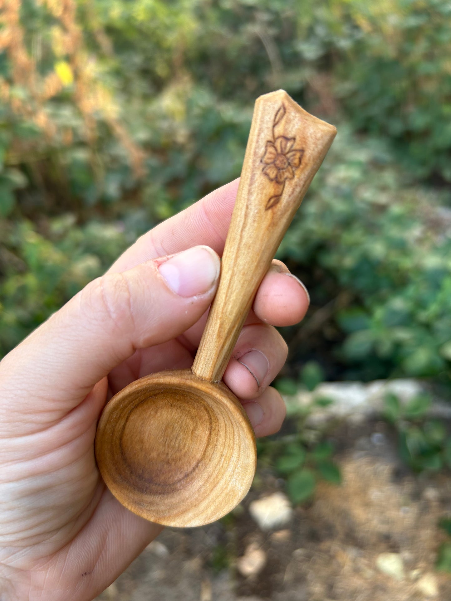 Gypsy Flower ~ Coffee Scoop ~ Cherry Wood